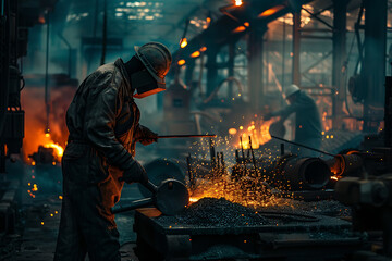 Various industry sectors with dedicated workers, showcasing diverse environments from factories to construction sites and technology hubs.