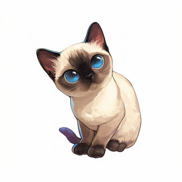 Siamese cat anime on white backdrop 1