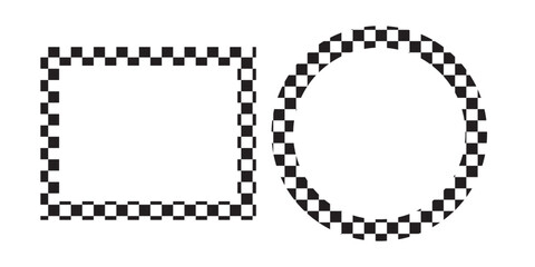 Checkered frames set icon on white background. Black and white checkered frame vector art Geometric seamless pattern vector illustration.