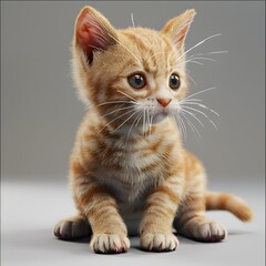 Obraz premium Adorable Kitten Posing Curiously with Expressive Eyes and Fuzzy Fur