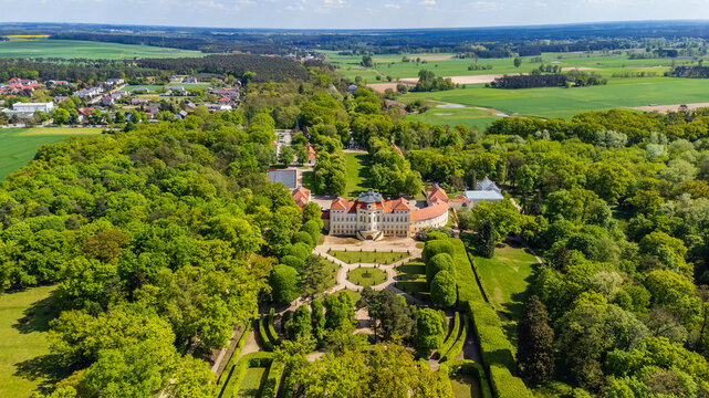 Pałac w Rogalinie - widok z drona. 