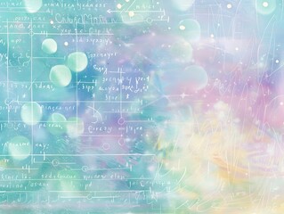 Obraz premium Chalkboard Filled with Complex Mathematical Equations and Formulas Surrounded by Colorful Ethereal Lighting and Textures