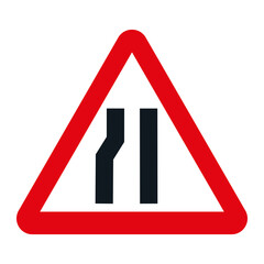 DANGER TRAFFIC SIGNS OF SPAIN, P-17b - Narrowing of the road on the left - PNG