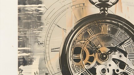 Fototapeta premium Intricate Antique Pocket Watch with Ornate Roman Numerals and Gears