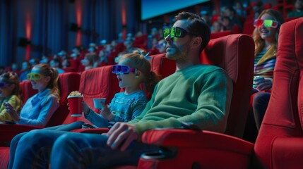 The family at 3D cinema