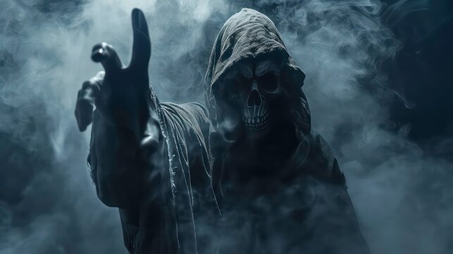 A Skull Grim Reaper Reaching Forward. Generative AI