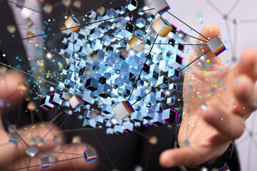 small data Cloud technology. Polygonal wireframe art looks like constellation