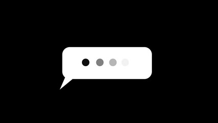 A simple element of a thought bubble, email, or text message popping up, with typing or thinking dots slowly pulsing inside of it, reminiscent of someone taking a long time to type a message