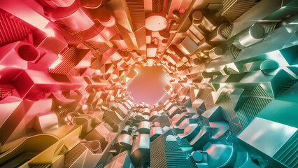 Vibrant abstract background with geometric shapes and colorful gradient