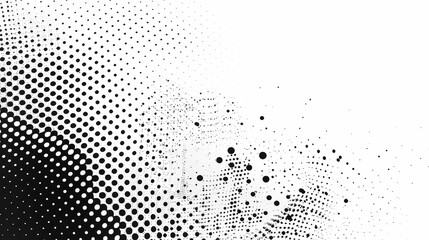 Grunge halftone gradient background with faded grit texture in black and white