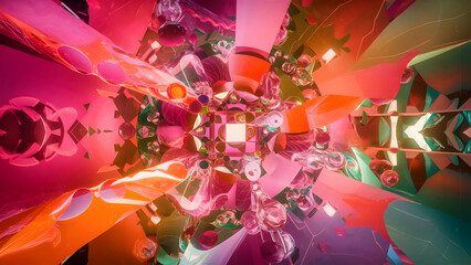 Playful abstract background with vibrant colors and geometric shapes