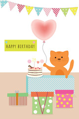 cute cat and cake with festive decor