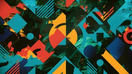 Geometric abstract background with vibrant color palette and colorful gradient