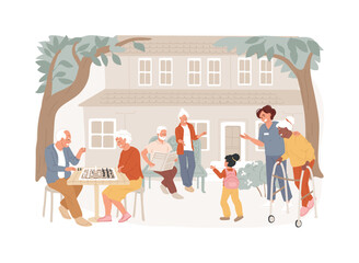Nursing home isolated concept vector illustration.