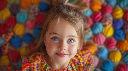 Fototapeta premium Happy girl with colorful ball background