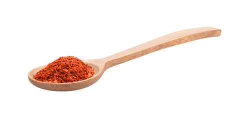 pile of red pepper in wood spoon on transparent png