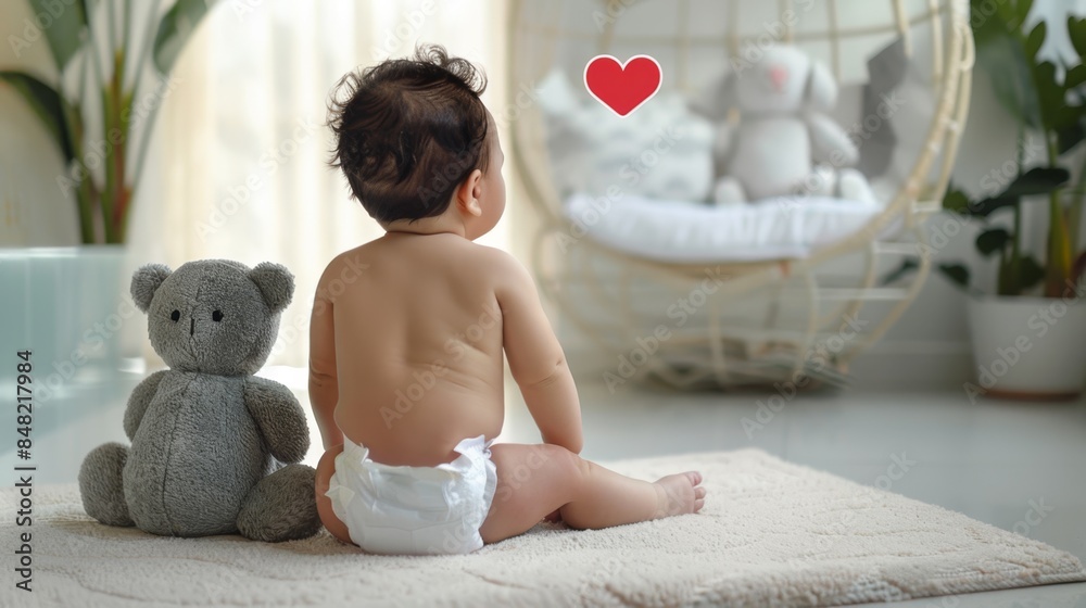 Canvas Prints the baby with a teddy