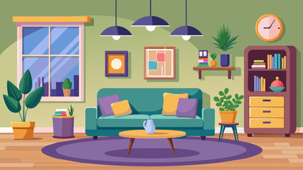 living room interior vector illustration