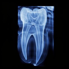 X-ray of human teeth revealing their internal anatomy for dental health assessment