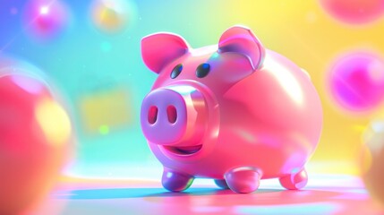 A cute pink piggy bank rests on a background of the same bubblegum shade