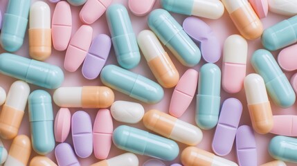 Medicine pill drug tablet top view background