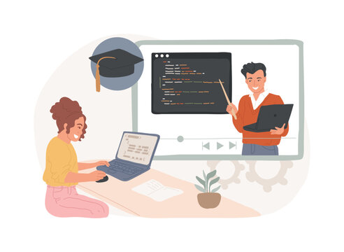 Online IT courses isolated concept vector illustration.