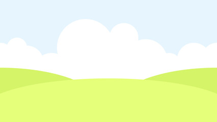 Obraz premium Spring and summer landscape of green field and sky with clouds seamless border