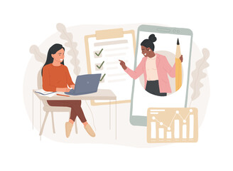 Online coach isolated concept vector illustration.