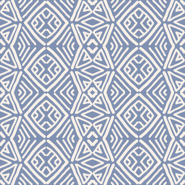 Fototapeta Hand drawn Batik pattern seamless. Geometric doodle abstract illustration, Ethnic wallpaper. Tribal vector texture. Aztec style. Folk embroidery. Indian, Scandinavian, African rug, tile background.