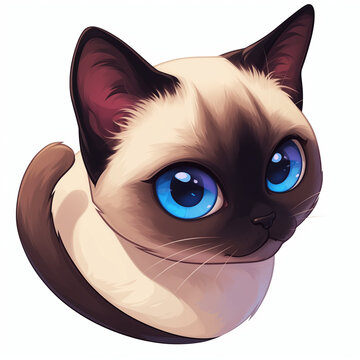 Siamese cat anime on white backdrop 2