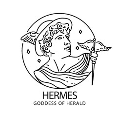 Hermes Illustration with Line Drawing