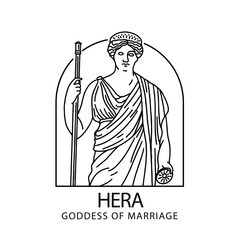 Hera Illustration with Line Drawing
