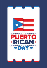 Fototapeta premium Puerto Rican Day. National happy holiday. Festival and parade in honor of independence and freedom. Puerto Rico flag. Latin american country. Patriotic elements. Vector poster illustration