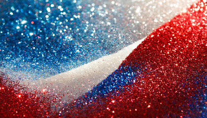 blue red and white bright sparkles close-up, patriotic background for USA independence day, president's day and elections, close-up texture