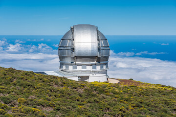 Fototapeta premium Astronomical telescope at the summit of Roque de los Muchachos, La Palma, Canary Islands.