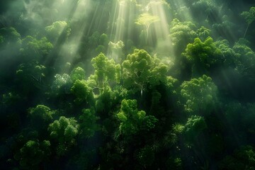 Obraz premium Sun rays through the forest