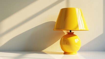 Isolated yellow table lamp on white background
