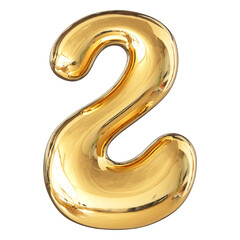 Gold 3D Number 2