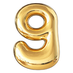 Gold 3D Number 9