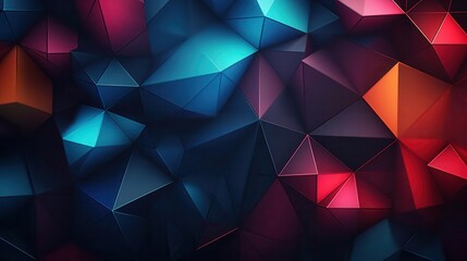 Fototapeta premium Colorful geometric shapes intertwined, close up, visual complexity, vibrant, blend mode, dark background backdrop