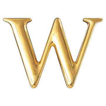 Gold 3D Font Letter W uppercase
