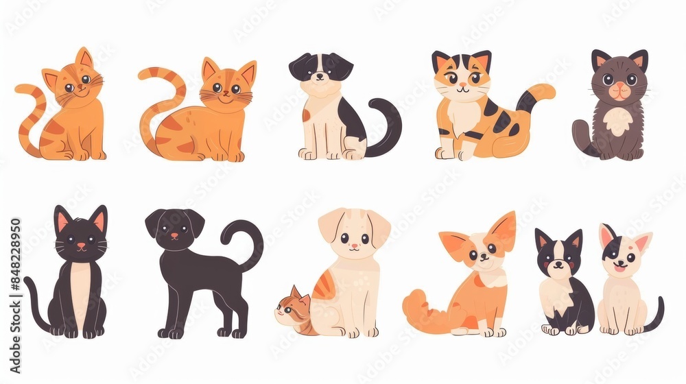 Wall mural Vector illustration collection of cute dog