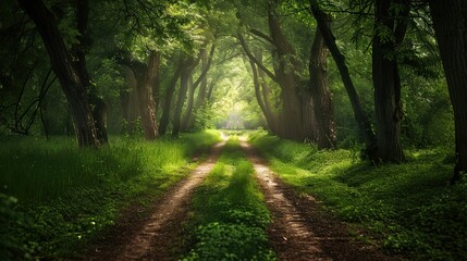 A path in the greeney forest UHD wallpaper