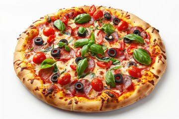 Delicious italian pizza over white