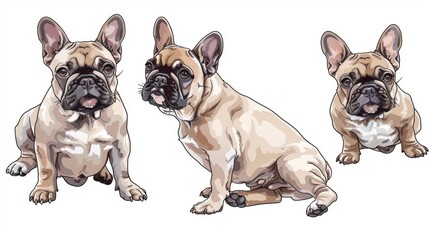 Fototapeta premium Portrait of bull dog. Vector illustration.