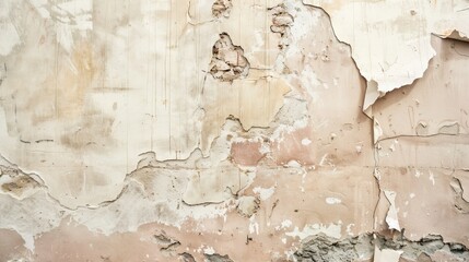 Obraz premium Destroyed Old Plaster Wall Texture Background. Weathered Vintage Grunge Wall Surface with Cracks and Peeled Paint