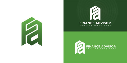 Abstract initial hexagon letters FA or AF logo in gradient green color isolated on multiple background colors. The logo is suitable for finance and accounting company logo vector design illustration