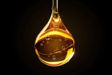 Cooking Oil  Honey drop with air bubbles isolated. Icon of drop of oil or honey