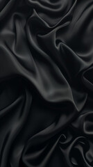 Obraz premium Flowing waves of luxurious black silk fabric create an elegant and smooth abstract background, perfect for enhancing your design projects with a touch of sophistication and style