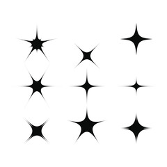 set of black icon twinkle star spark design template
